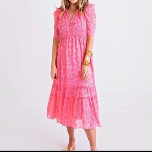 Karlie hot pink midi dress
